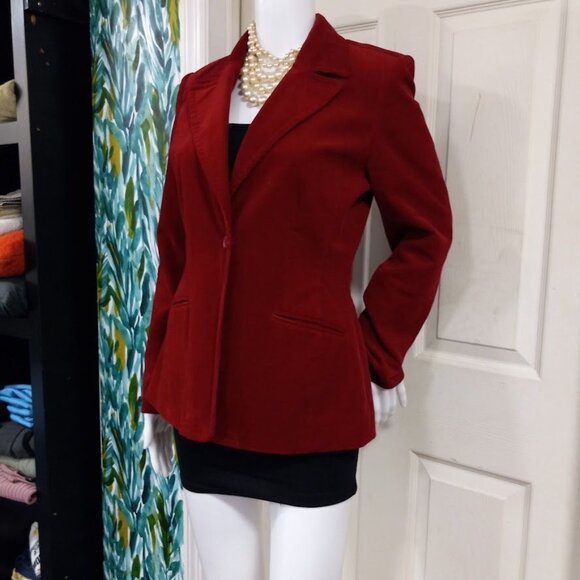 Vintage Old Navy Stretch Cordoury  Red One Button Blazer - Picture 3 of 11